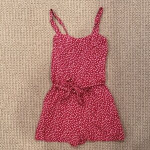 Hollister Red Floral Shorts Romper